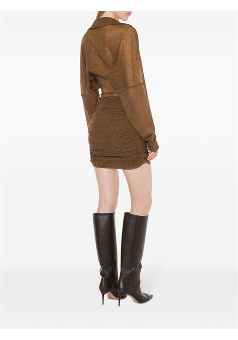 Brown wrap-design ruched mini dress Philosophy di Lorenzo Serafini - women PHILOSOPHY DI LORENZO SERAFINI | 044657380095